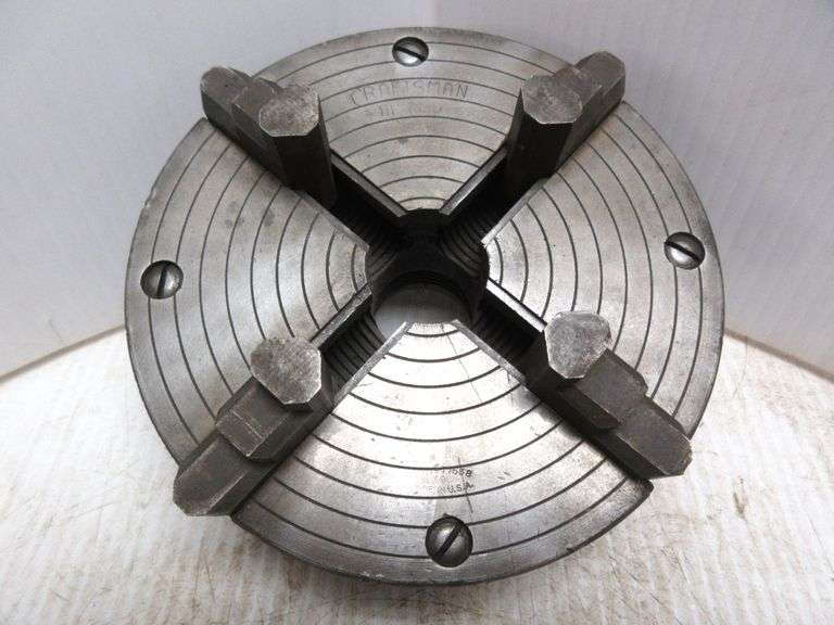 Craftsman/Watson metal lathe 4jaw chuck, 1 1/2" x 8" mount Albrecht Auction Service