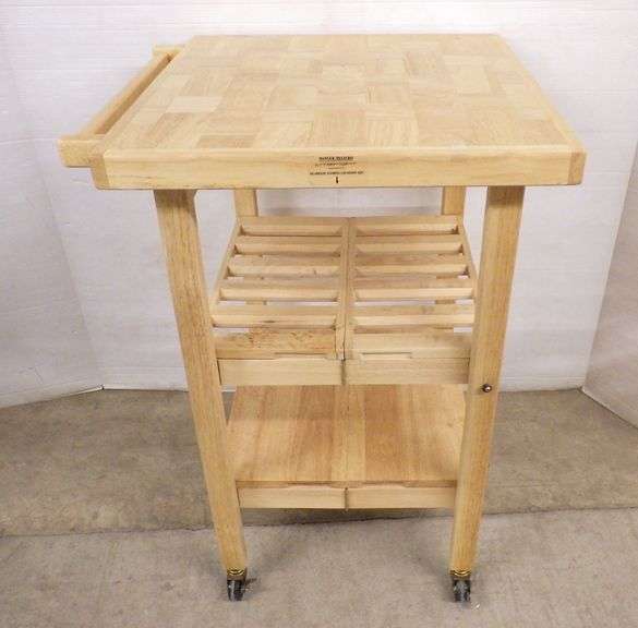 Oasis Island foldup butcher block table, 23 1/4"W x 24 3/4"D x 36"H