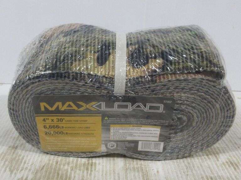 Heavy duty camo tow strap, 20,000 lb. breaking capacity, 6,666 lb