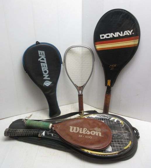(3) Tennis racquets Prince, nice; Wilson Hammer, nice; Donnay, nice