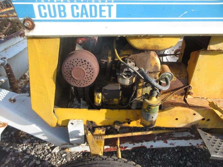 Early 1960s International Cub Cadet lawn tractor with 42" snow blade