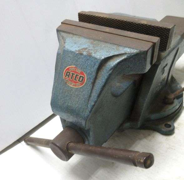 Heavy duty Atco machinist vise, 6" rapid bench vise with swivel base