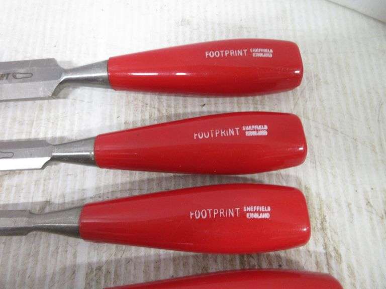 (6) Sets of wood chisels in set, includes 5 New, and 1 Was sharpened
