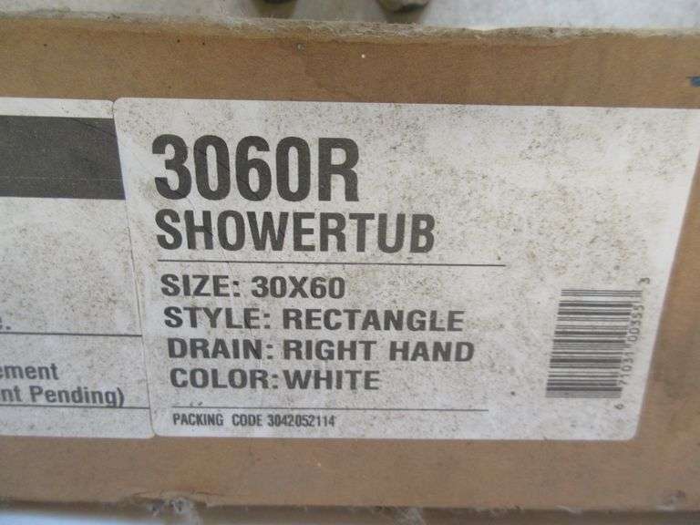 Mustee 30" x 60" shower base, NIB Albrecht Auction Service