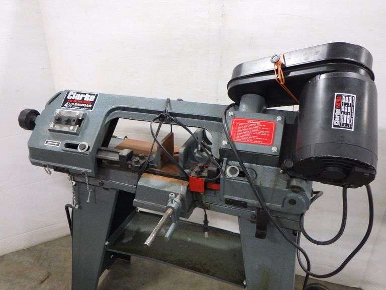 Clarke metalworker 4 1/2" steel cutting band saw, 1 HP, 120V, 5.4 AMP, works Albrecht Auction