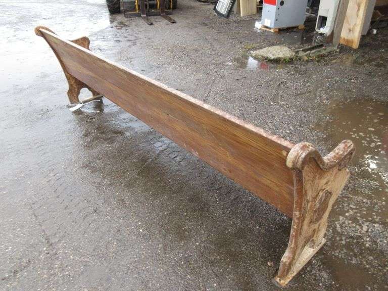 Antique wood pew, barn fresh and grain painted, 9'L, used, sturdy
