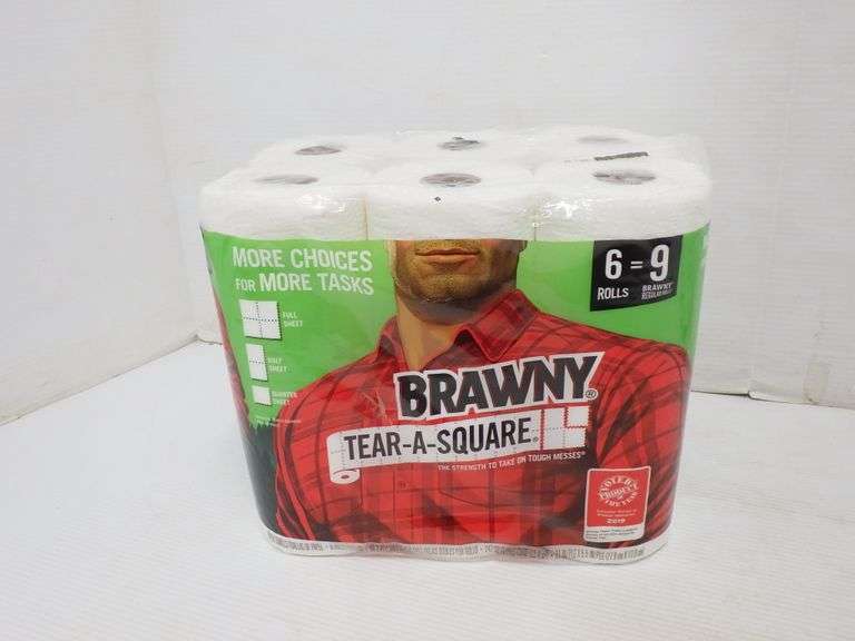 (6) Rolls of Brawny TearaSquare paper towel mega rolls; (4) Empress 2