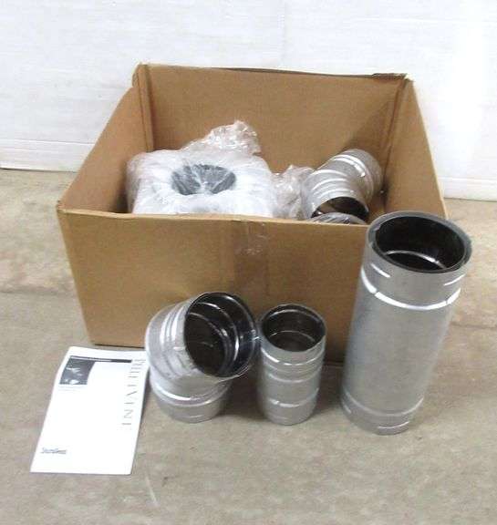 Pellet 4"Dia stove pipe, new; Duravent 12"L pipe; Duravent 6"L pipe; (2