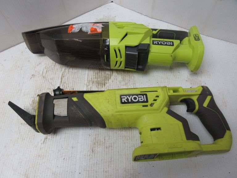 Ryobi sawzall, tip broke off, powers on; Ryobi dustbuster, tested and