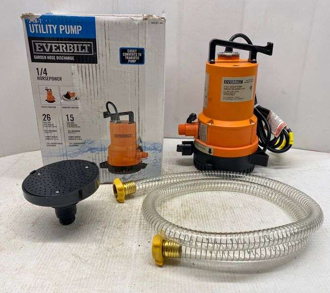Everbilt 1/4 HP 2in1 utility pump, 1002 921 354, includes hose and suction strainer, 3/4