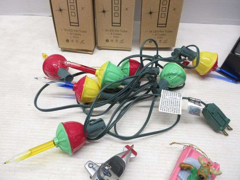 Christmas bubble light set, works; (3) Snow fall downward motion lights