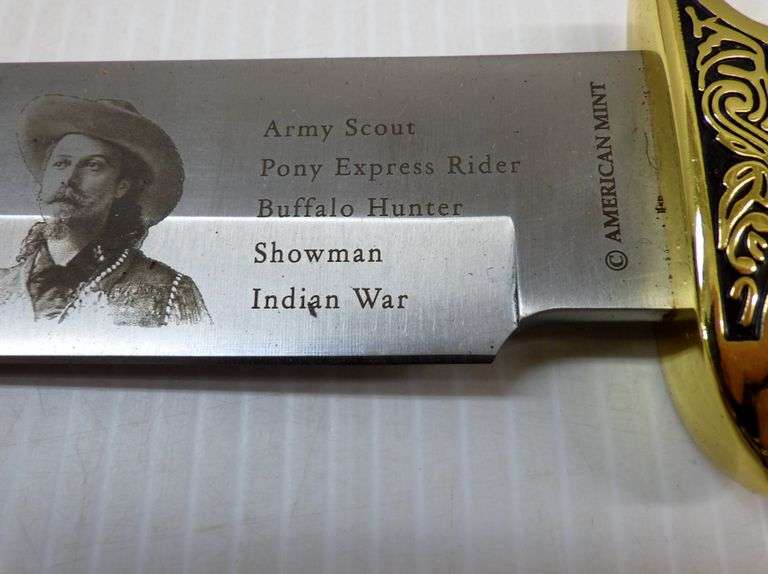 The American Mint 13" bowie knife, "Buffalo Bill", new commemorative