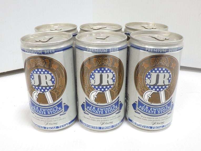 (6) JR Jr Ewing's private stock premium beer unopened cans, made in