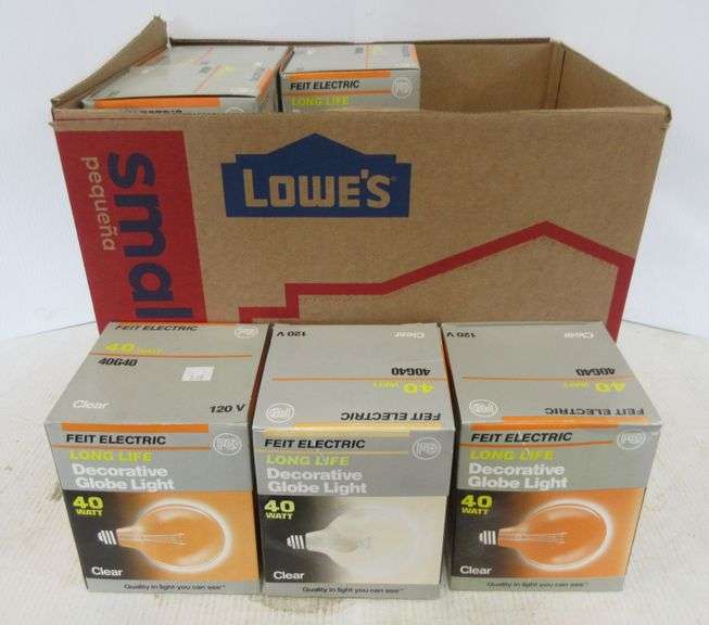 (12) Clear glass globe vanity style light bulbs, 40W, 120V, 5", bulbs