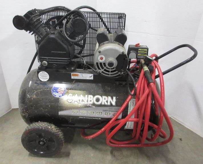 Sanborn 20Gallon air compressor, works well Albrecht Auction Service