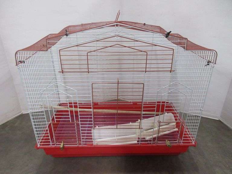 Bird Cage, 26"W x 14"D x 22"H, includes perch and feeders, needs to be