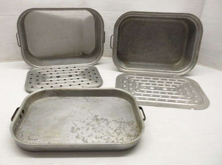 Older Wearever 5piece aluminium roasting pan, 16"W Albrecht Auction