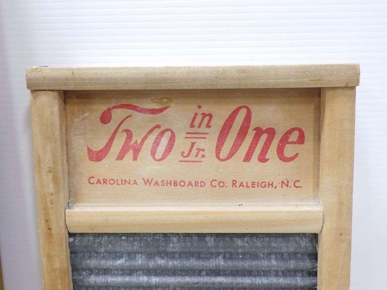 (2) Antique laundry washboards, MaidRite, standard family size, brass