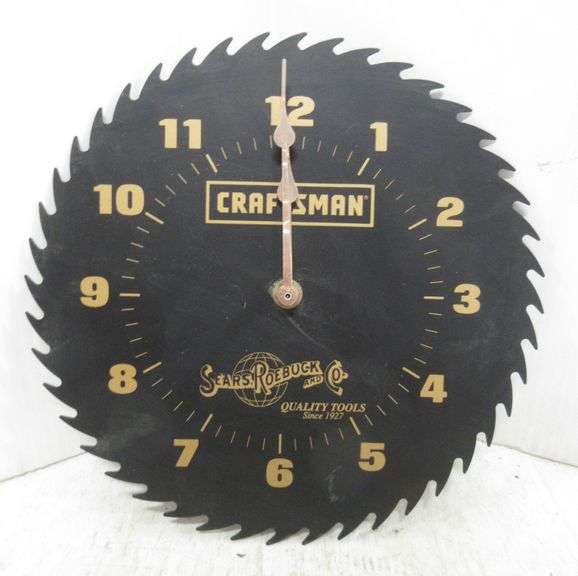 Craftsman saw blade clock, Sears and Roebuck Co., 10"Across, works