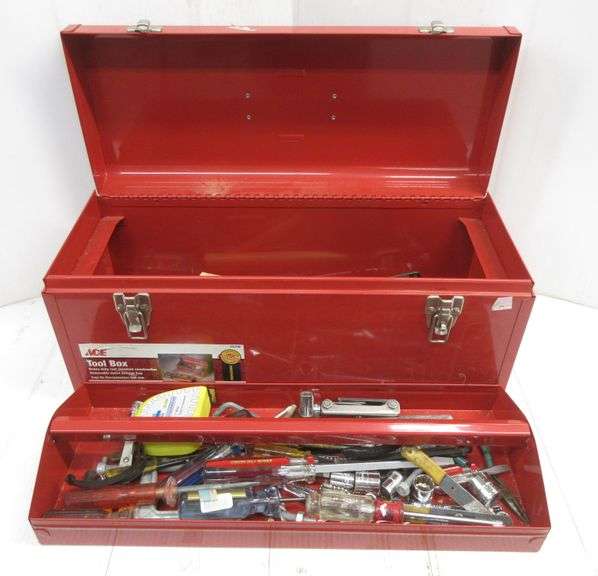 Ace 20" toolbox full of tools, 20"W x 8"D x 9"H Albrecht Auction Service