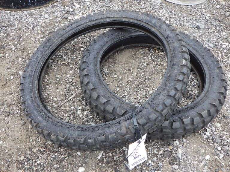 Dirtbike tires, includes Rear IRC Trails GP22R, size 120/8018; Front
