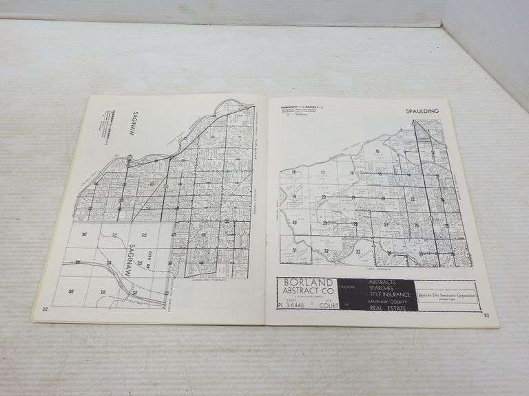 Vintage Saginaw County Michigan Official Farm plat map book with