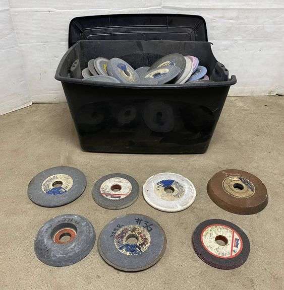 Tub of surface grinder wheels, used Albrecht Auction Service