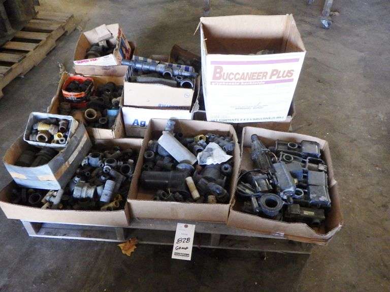 Large Group on Pallet of Poly Spray Fittings and Valves. Location L1 Albrecht Auction Service