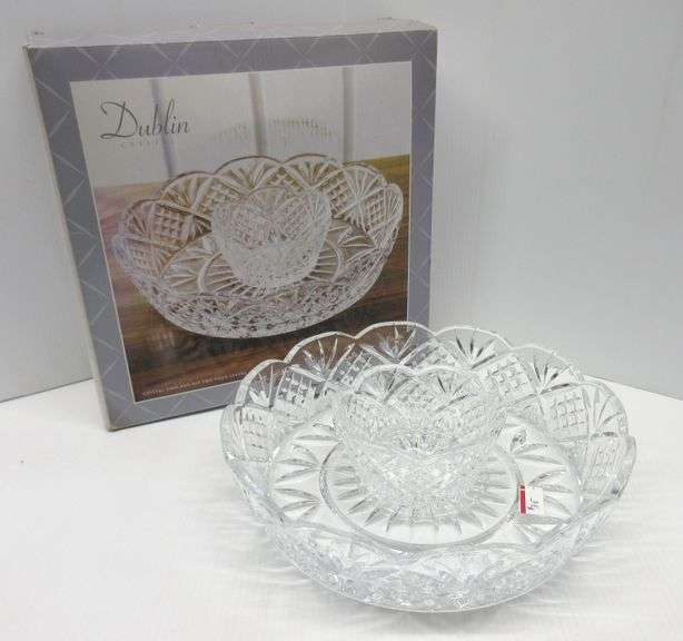 2Piece Dublin crystal chip and dip serving set, 12"Dia Albrecht