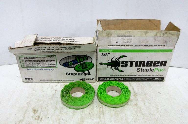 Stringer staple caps, (2) boxes full Albrecht Auction Service