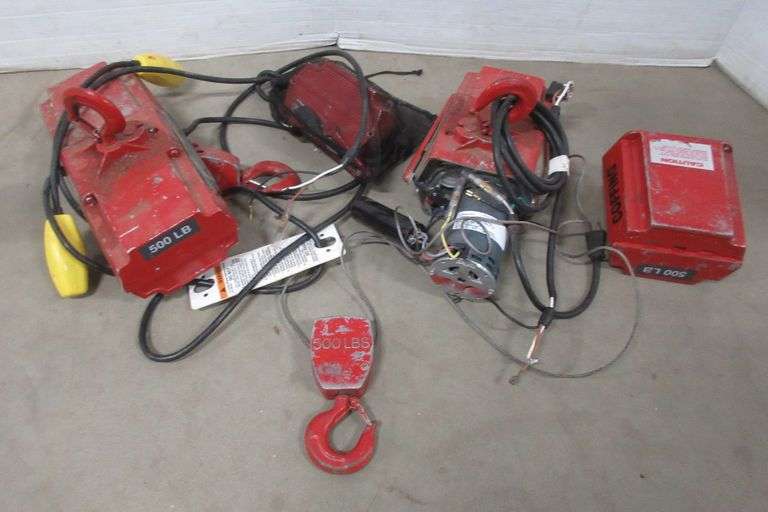 Electric hoist, 500 lb. and another for parts Albrecht Auction Service