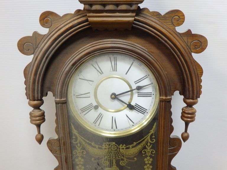 Windup wall clock, 16"W x 35"H Albrecht Auction Service