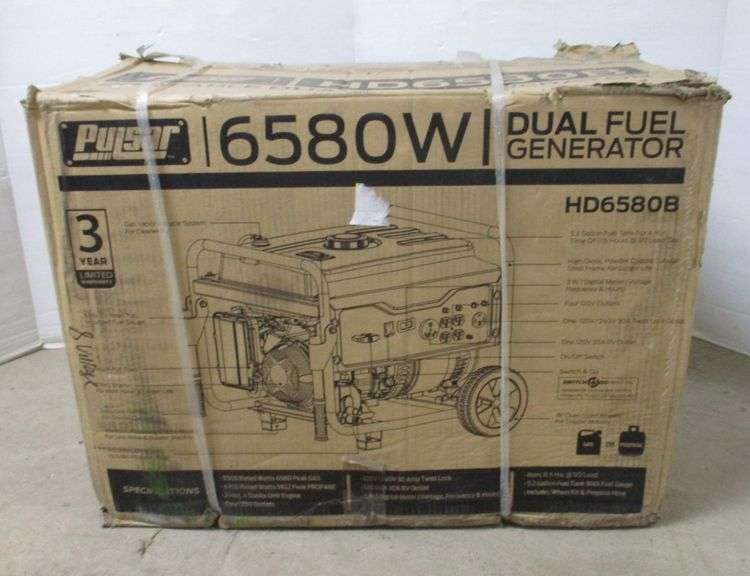 Pulsar 6580W dual fuel generator, new in factory packaging Albrecht Auction Service
