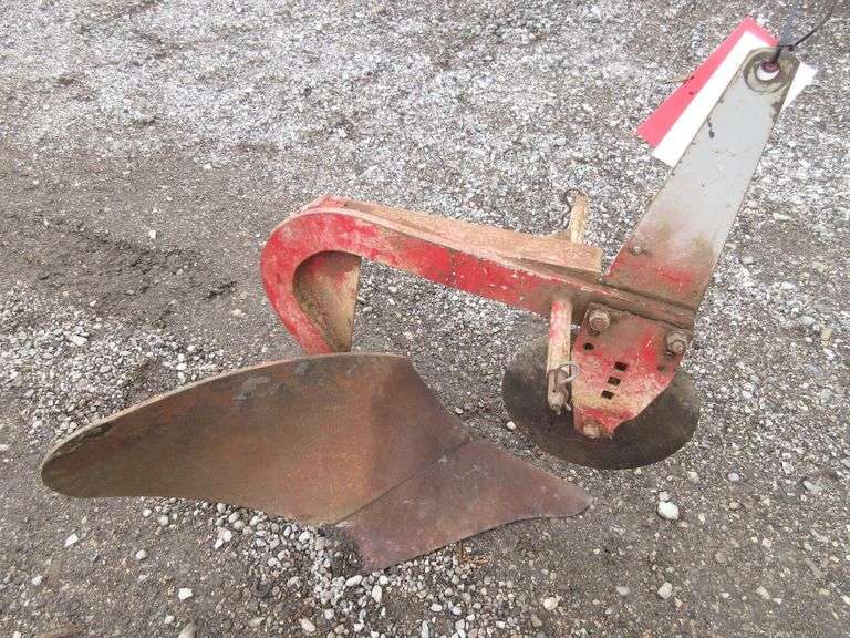 Small singlebottom plow for garden tractor, unknown make, used, as is