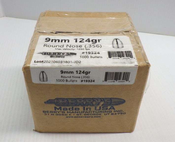(1,000) 9mm, 124grain, round nose bullets Albrecht Auction Service