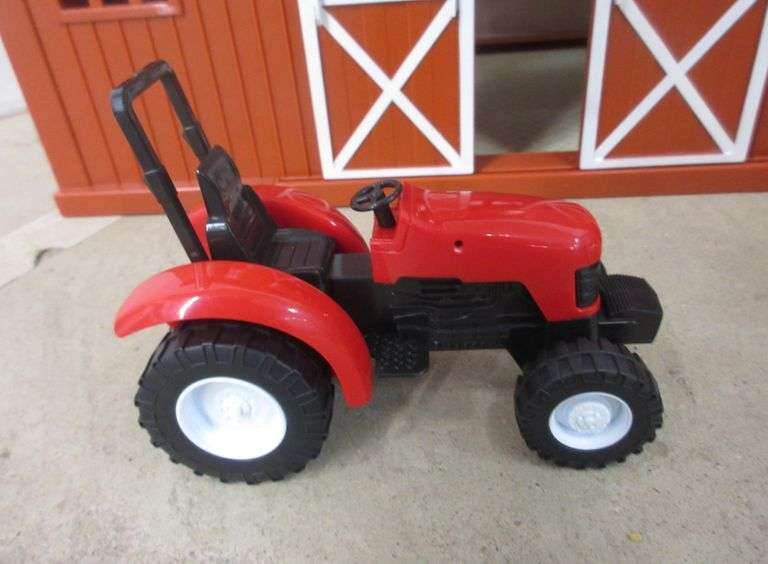 Large barn, chicken coop, tractor, kubota utility vehicle, kubota baler