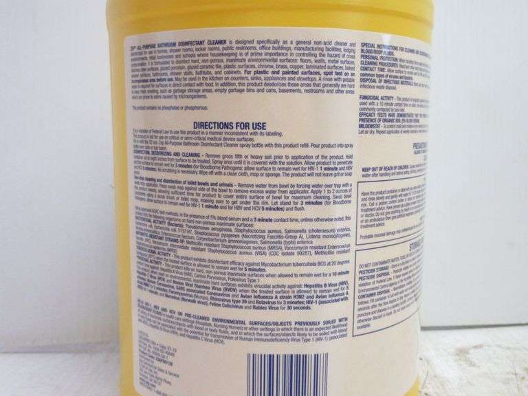 (4) Gallons of Zep disinfectant cleaner, cleans, disinfects, and