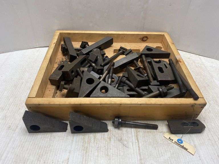 Tray of Milling machine holddown tooling, includes Step blocks, tie