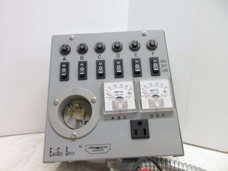 Manual transfer switch by Emergen Switch, model No. 65000, for use