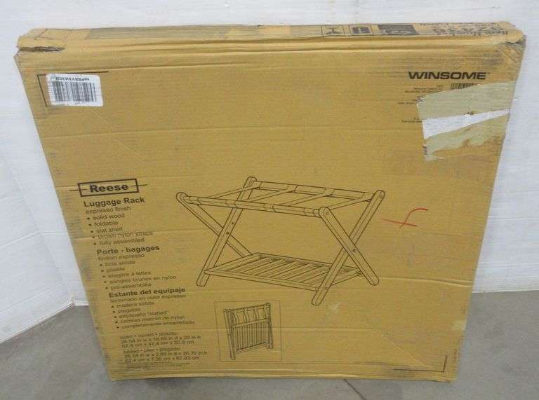 Reese luggage rack, espresso finish, solid wood, 26 1/2" x 18 1/2" x 20