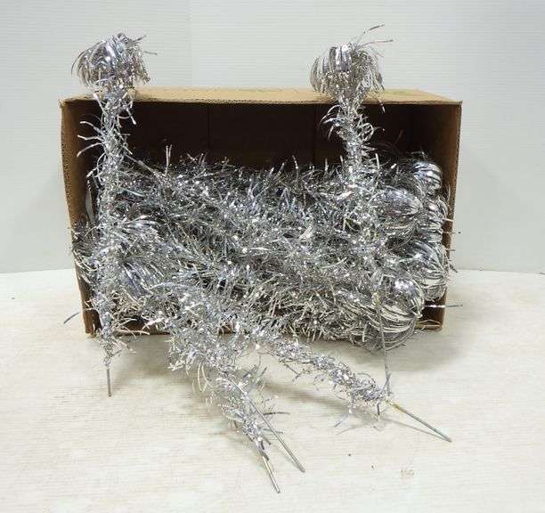 Older aluminum Christmas tree, pom pom style, 4'H, complete Albrecht