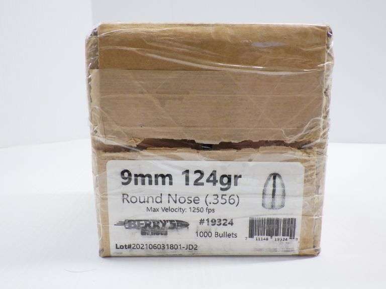 (1,000) 9mm, 124grain, round nose bullets Albrecht Auction Service