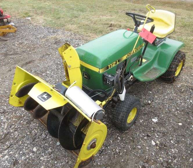 John Deere 112L hydrostatic tractor with snow blower, runs and operates