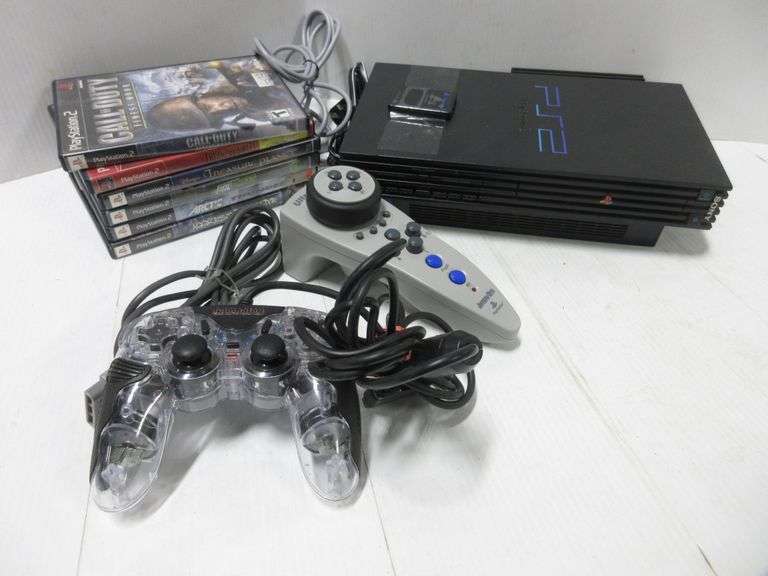 Sony PS2 console system, works well, nice condition; (6) Games in their ...