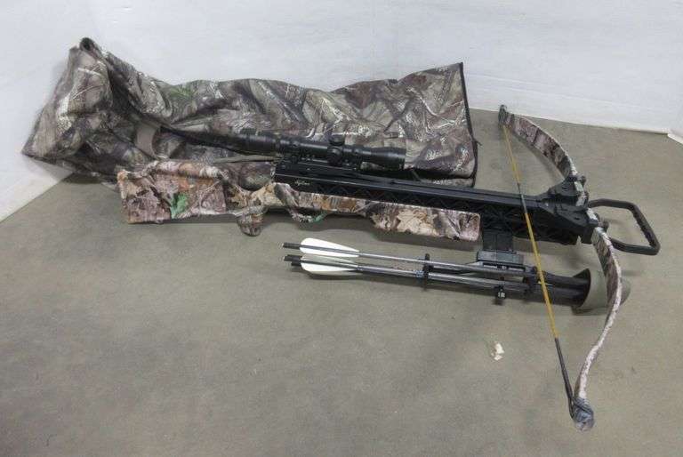 Excalibur Axiom crossbow with (4) Arrows, has scope, quiver, case, rope
