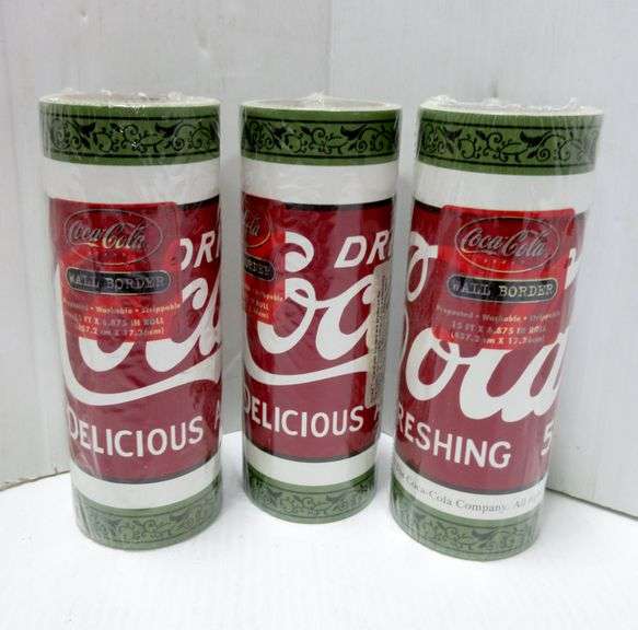 CocaCola wallpaper border, (3) Rolls of 15' x 6 7/8" vintage style