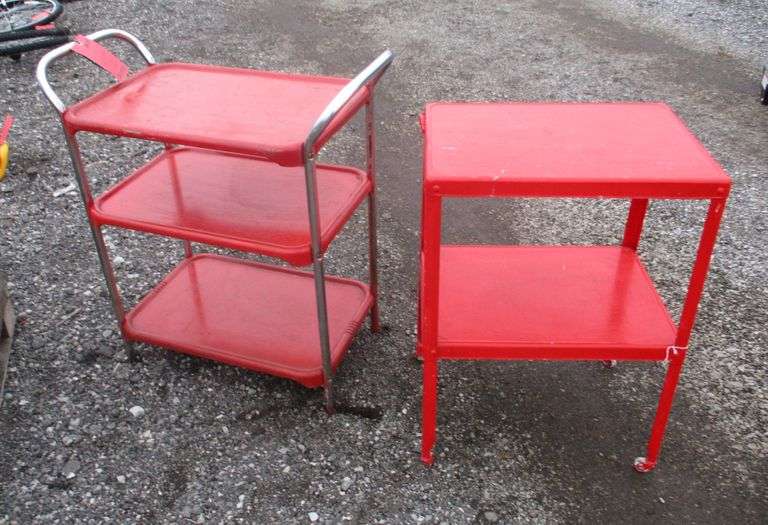 (2) Vintage kitchen carts, One 24" x 16" x 28" and One 20" x 15" x 28