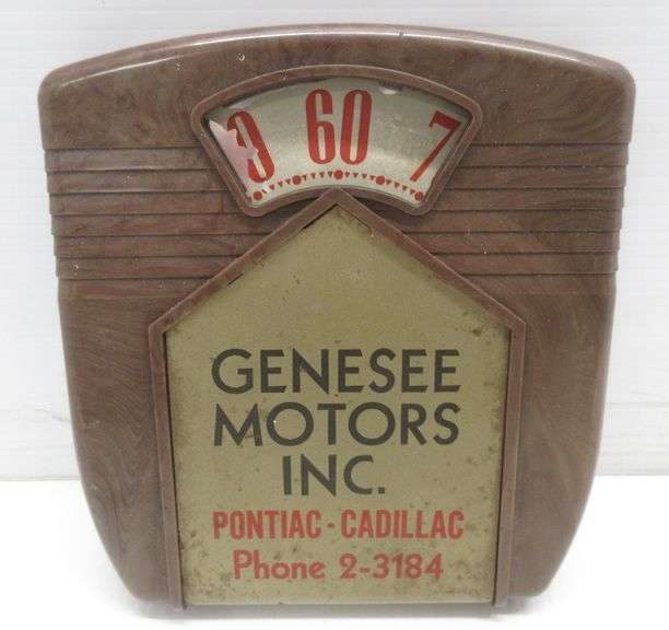 1950's Genesee Motors Ink thermometer, paint loss on parts of number