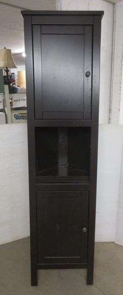 Dark brown corner cabinet, 19"W x 14"D x 78"H, good - Albrecht Auction ...