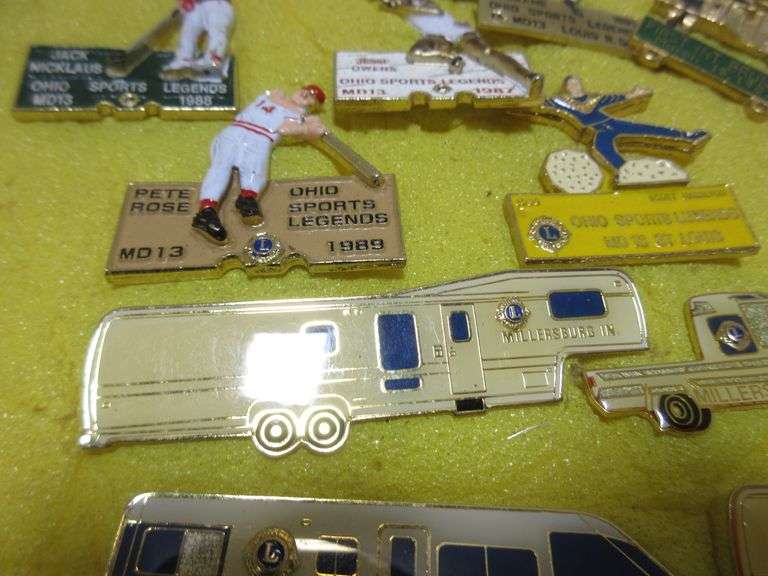 (52) Older Lions Pins, Including Ohio Sports Legends Pete Rose, Jack